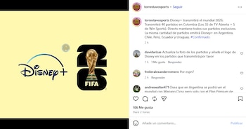 Rumores indican que Disney+ podría ingresar al mercado latinoamericano con la transmisión de 40 partidos del Mundial 2026 en Colombia - crédito @torrestavosports/Instagram