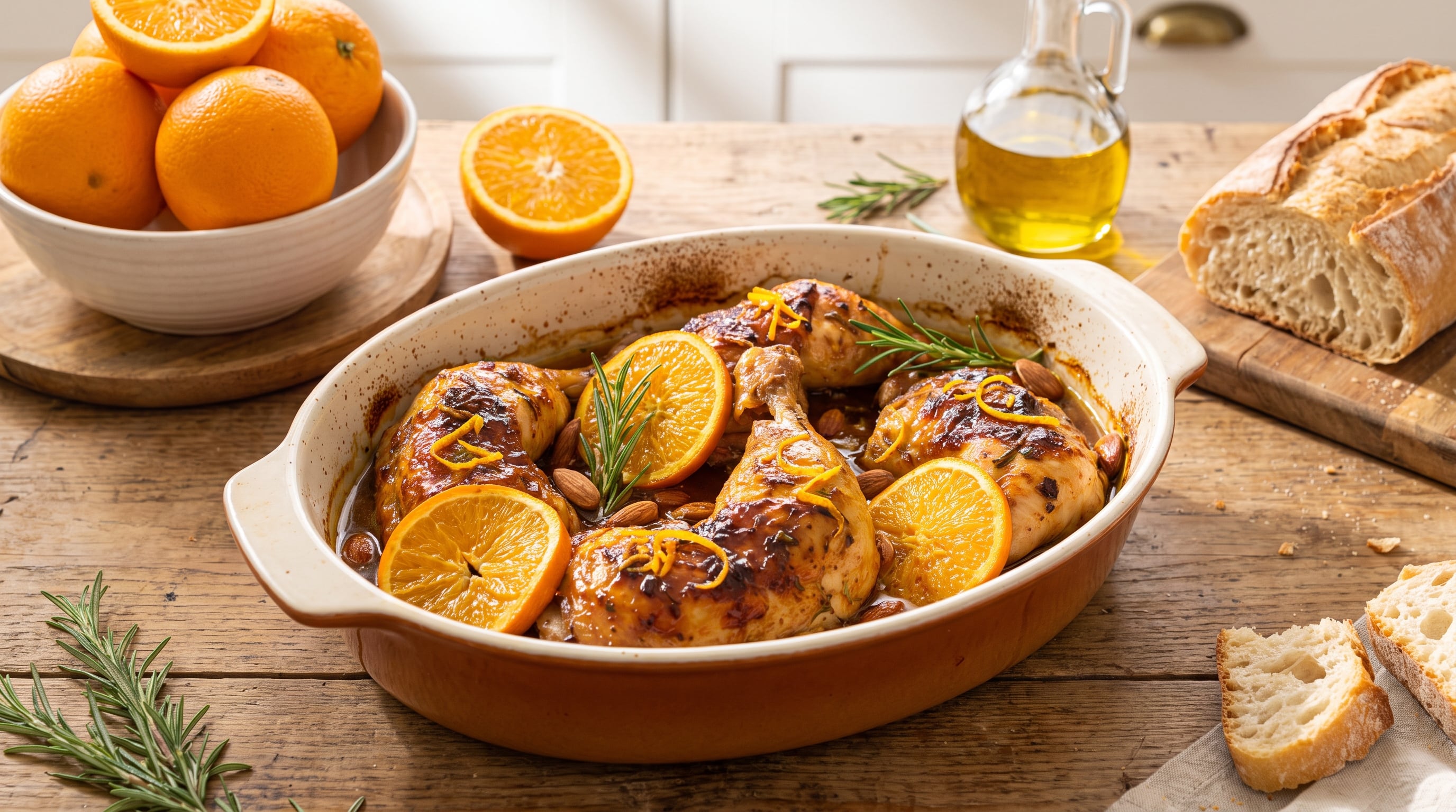 Receta de pollo al horno a la naranja, rápida y fácil