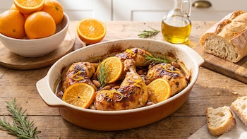 Receta de pollo al horno a la naranja, rápida y fácil