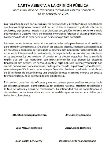 La carta advierte que las