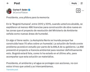 Carlos Fernando Galán arremetió en