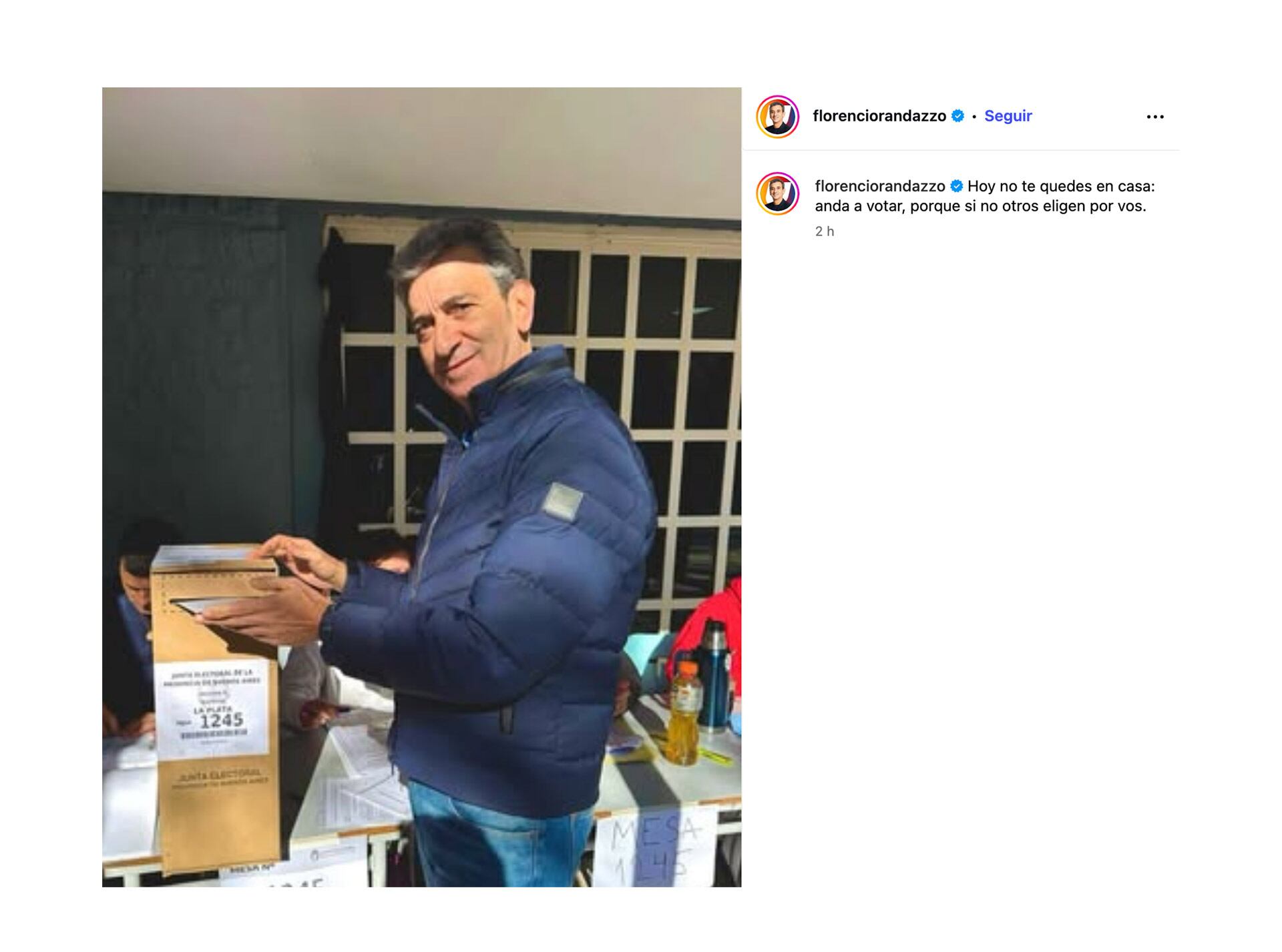 El mensaje de Florencio Randazzo tras emitir su voto.