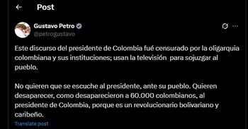 Gustavo Petro dice que lo quieren "desaparecer" - crédito @petrogustavo