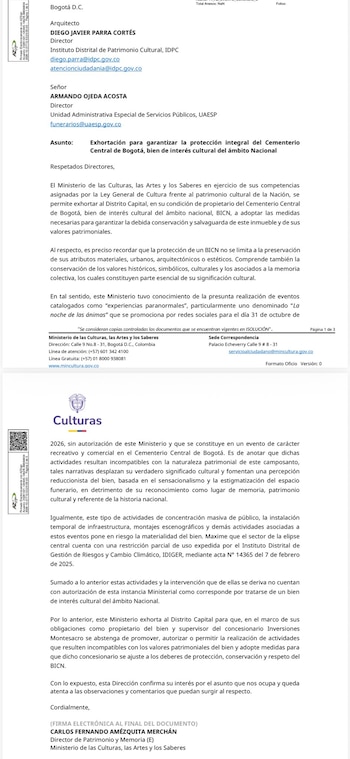 El Ministerio de las Culturas advirtió sobre riesgos para las estructuras funerarias ante la concentración de público y el montaje de escenografías - crédito @manolitosalazar/X