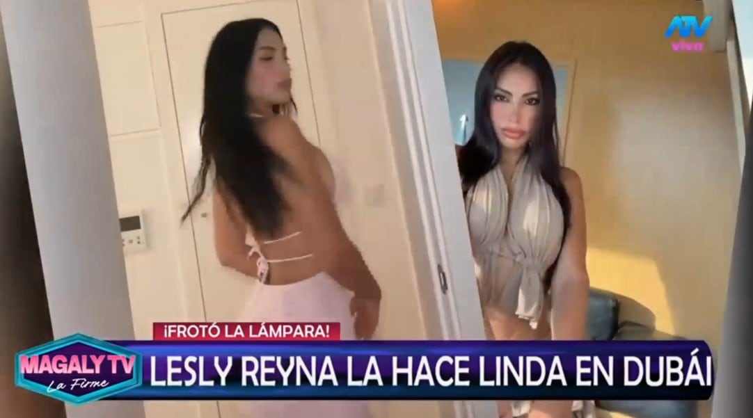 Lesly Reyna responde de qué vive en Dubái tras mostrar Lamborghinis, yates y joyas de lujo. Captura: Magaly TV La Firme.