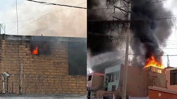 Bomberos, autoridades locales y vecinos enfrentan incendio en almacén de Ate