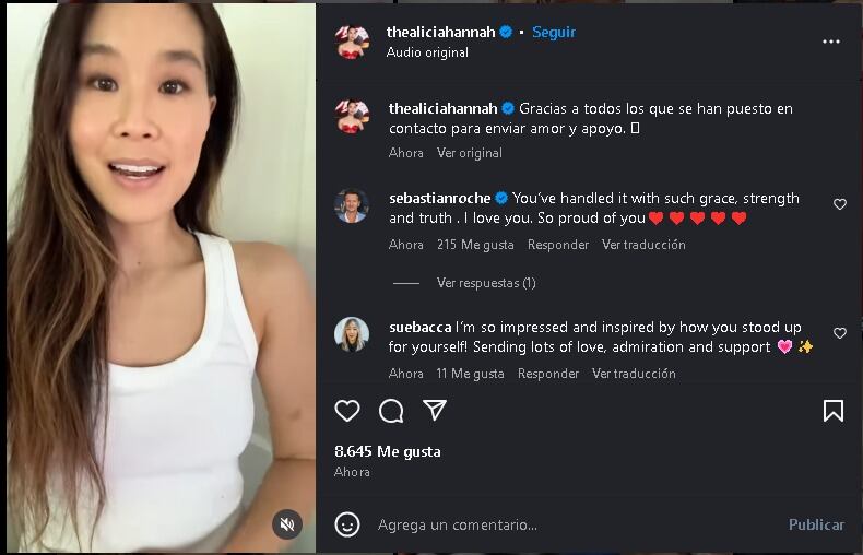 Alicia Hannah-Kim agradeció las muestras de apoyo de sus fans. (Instagram/Alicia Hannah-Kim)