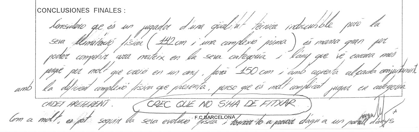 El informe que recomendaba no fichar a Messi(X: @FlorentTorchut)