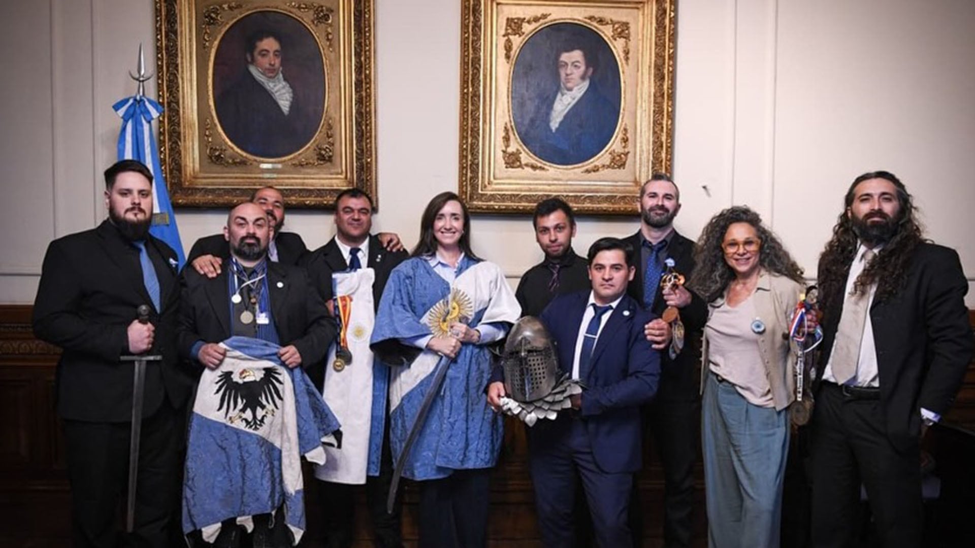Villarruel junto a la Selección Argentina de Combate Medieval