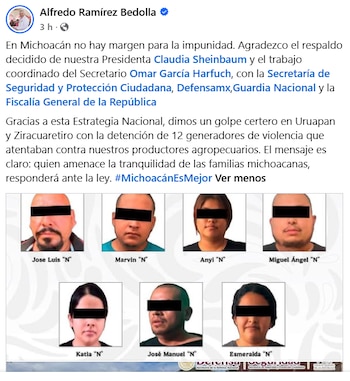 Las detenciones ocurrieron tras una serie de cateos simultáneos en dos municipios clave de la región, donde operaban células criminales dedicadas a la extorsión del sector aguacatero. Crédito: Especial