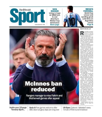 La portada de The Herald Sport