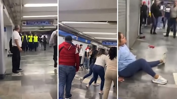 Se viraliza momento en el que golpean a mujer a varazos y patadas en pasillos del Metro de la CDMX