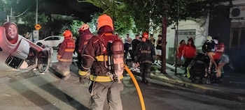 El choque y vuelco ocurrido