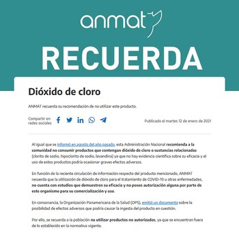 Anmat dioxido de cloro