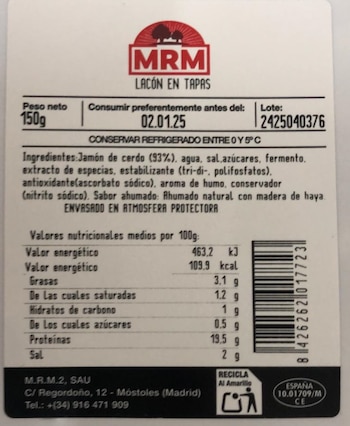 Alerta sanitaria. Producto cárnico 1