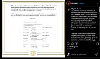 Billy Joel afirmó que su