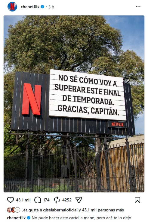 El cartel de Netflix en la Ciudad de Buenos Aires se sumó a las despedidas con un mensaje dirigido a Messi