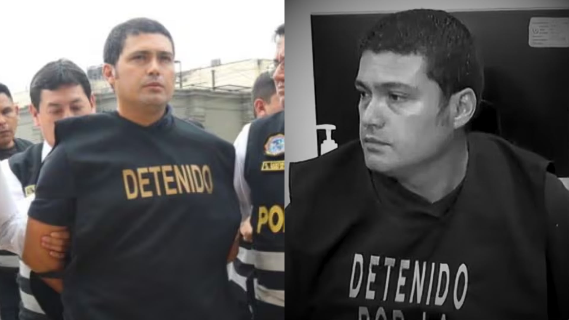El hombre acusado de homicidio calificado y feminicidio de Zoila Castillo Chanduco, cuya prisión preventiva fue ordenada por el Juzgado de Tocache, aparece detenido en esta imagen. (Composición: Infobae Perú)