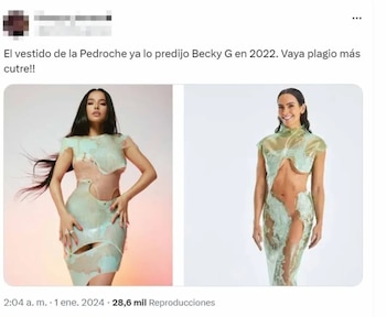 Las redes sociales han comparado el vestido de Cristina Pedroche con el de Becky G. (Redes sociales)