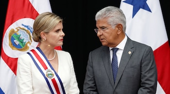 Laura Fernández, presidenta de Costa Rica, con José Raúl Mulino, presidente de Panamá.