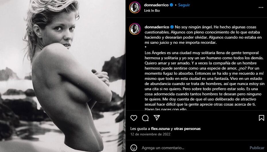 Donna D’Errico compartió una profunda reflexión sobre su vida. (Instagram/ Donna D’Errico)