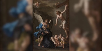 La tradición católica atribuye a San Peregrino la curación de una lesión grave en una de sus piernas (Wikimedia Commons)