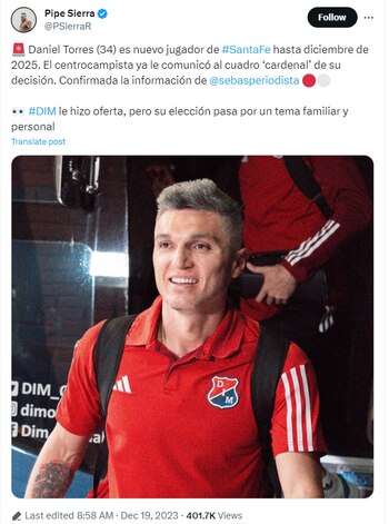 Daniel Torres llegaría a Independiente