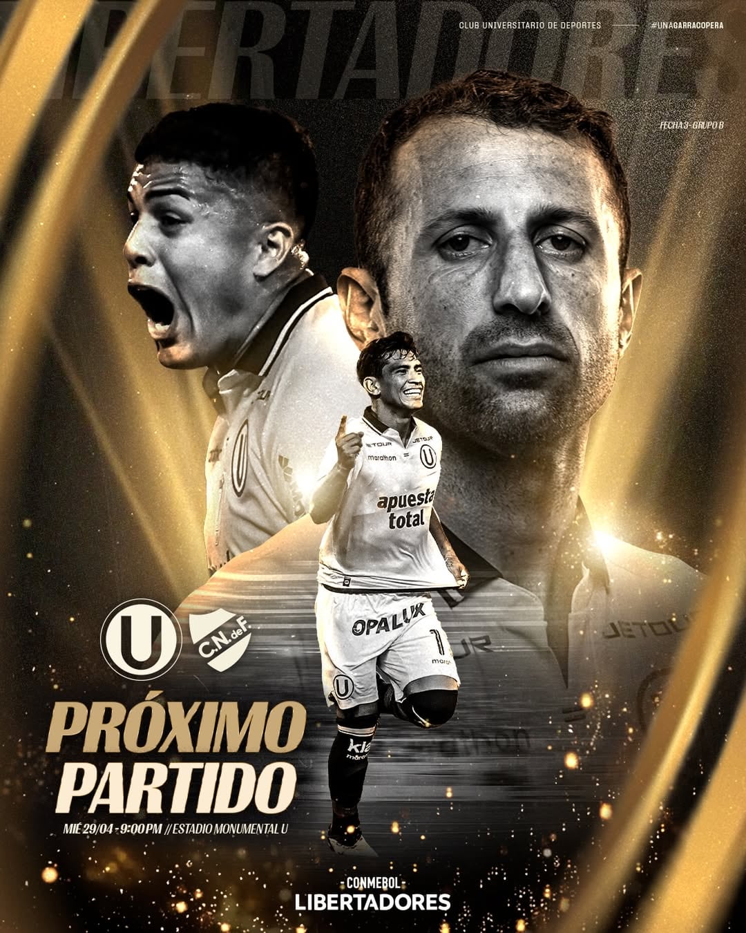 O Universitario enfrenta o Nacional na batalha principal pela Copa Libertadores. Fonte: InstagramInstagram.