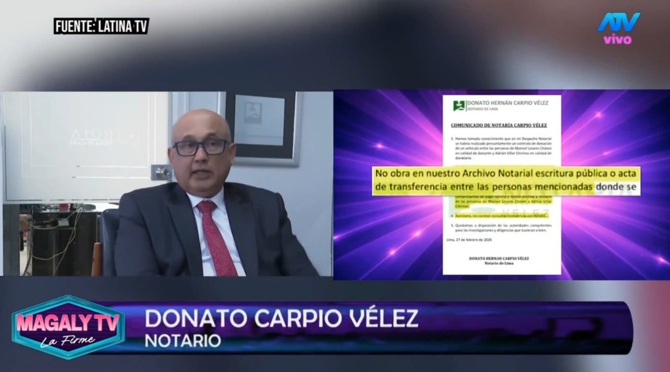 Notario Donato Carpio cuestiona documento presentado por defensa de Marisel Linares. ATV/ Magaly TV La Firme.