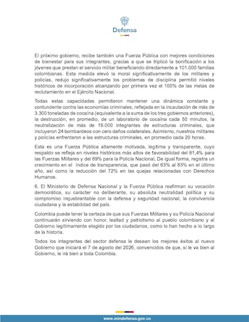 Ministerio de Defensa - crédito @mindefensa/X