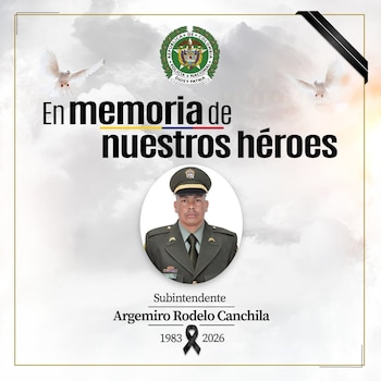 La víctima del ataque fue identificada como el subintendente Algemiro Rodelo Canchila, quien murió cerca de la medianoche del 7 de agosto - crédito @lavozdelgeneral/X