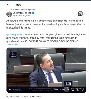 Julio César Triana acusó al