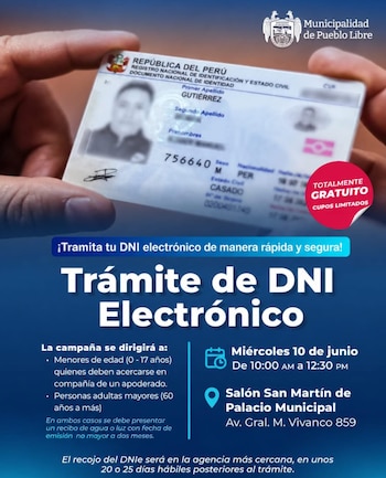 A campanha terá início às 10h - Créditos: Município de Pueblo Libre.