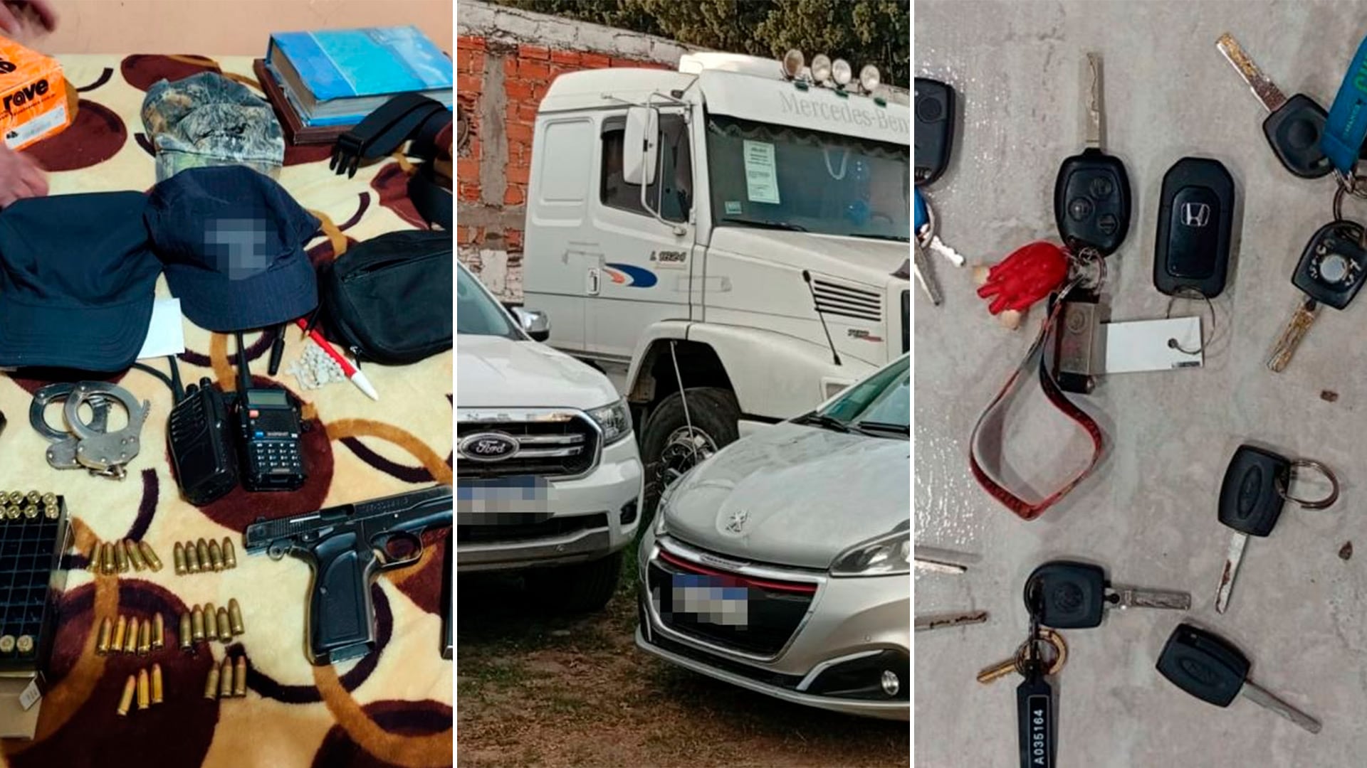 Los efectivos secuestraron armas, municiones, vehículos, teléfonos celulares y una importante suma de dinero