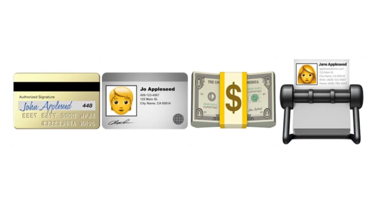 El emoji del billete de dólar de Apple incluye la firma de John Appleseed, usuario ficticio de la compañía. (Apple)