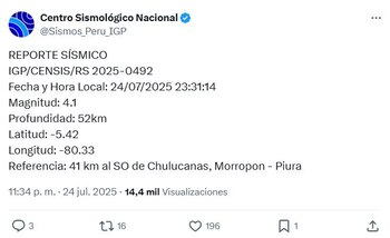 Sismo de regular intensidad se