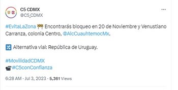 (Foto: Afectaciones viales CDMX)