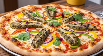 Una pizza artesanal con base