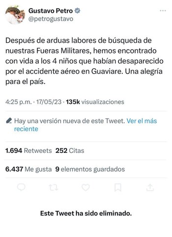 Gustavo Petro niños desaparecidos del Guavire-Colombia
