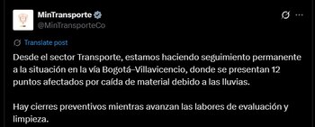 Ministerio de Transporte sobre el