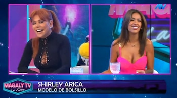 ¿Chape o simple baile? Shirley Arica aclara imágenes con Ivo Ezeta y habla de Pablo Heredia. Captura: Magaly TV La Firme