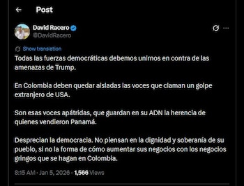 David Racero también reaccionó a