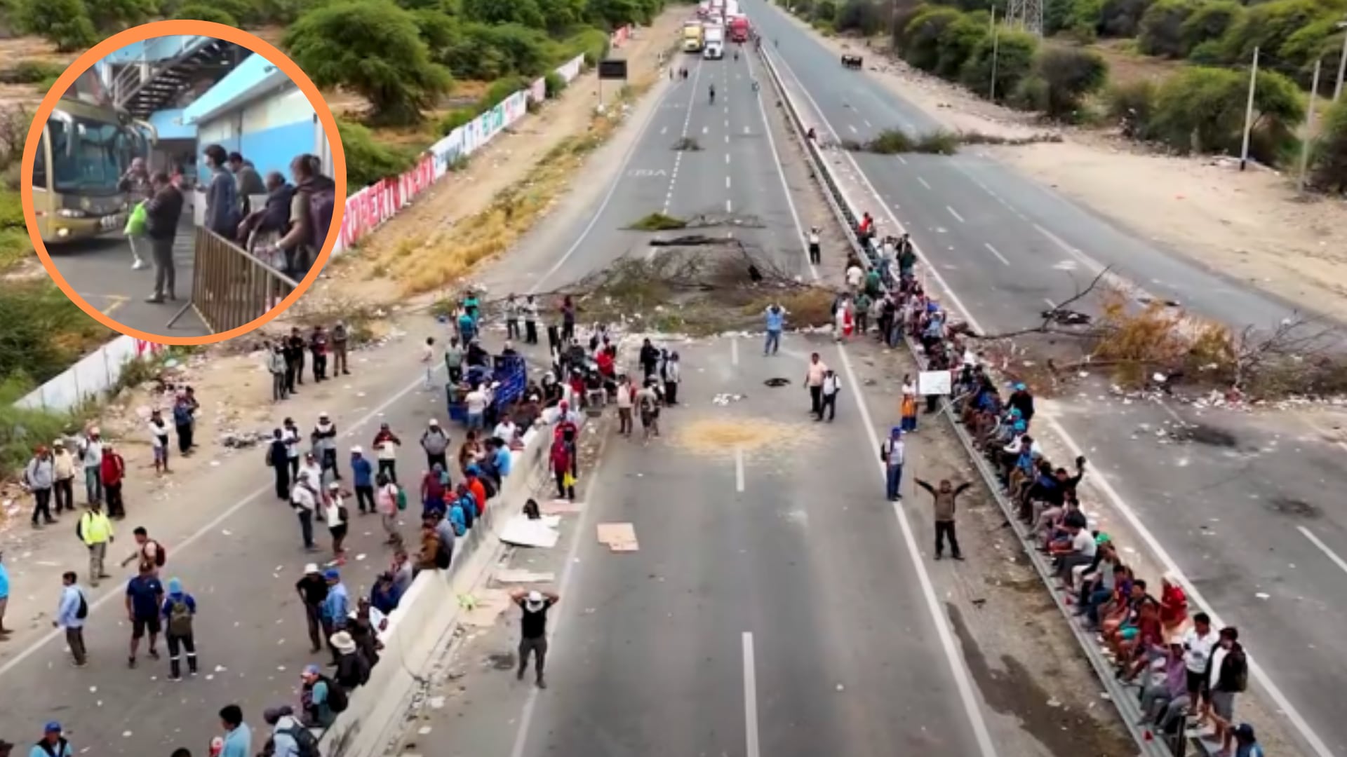 El paro agrario ya impacta el transporte interprovincial con retrasos, suspensión de salidas y cambios de ruta desde Lima. (Composición: Infobae)