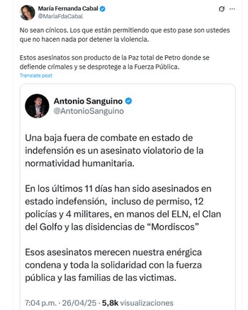 Así criticó María Fernanda Cabal