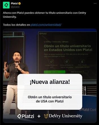 Programas de Desarrollo de Software y Ciberseguridad ofrecidos 100% en línea - crédito @platzi / X