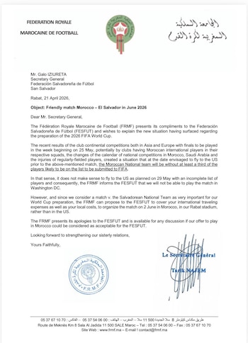 La cancelación del amistoso El Salvador vs. Marruecos se produjo porque la selección africana no contaba con todos sus jugadores disponibles para el 3 de junio en Maryland. (Cortesía: Yamil Bukele)