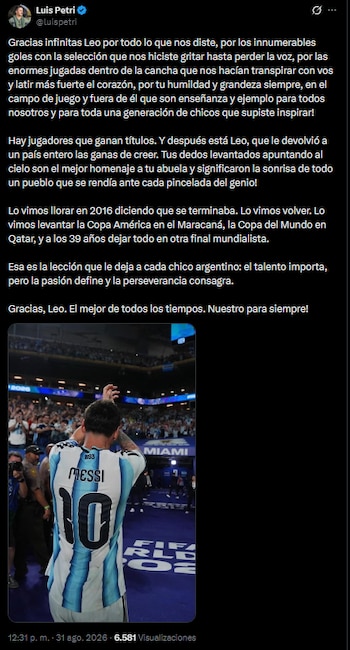 Los mensajes del arco político para Lionel Messi tras su retiro de la selección argentina