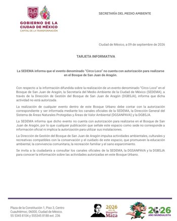 Un comunicado oficial sobre fondo blanco con logotipos del Gobierno de la Ciudad de México y párrafos de texto