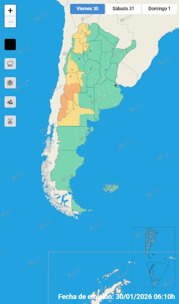 El mapa de alertas meteorológicas
