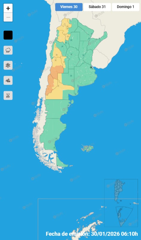 El mapa de alertas meteorológicas (SMN)